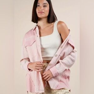 NWT New In Boutique Pink light weight Shacket style